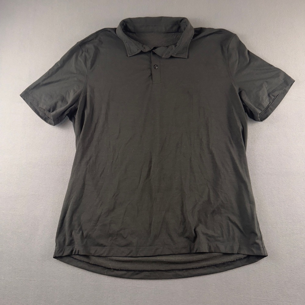 Lululemon Metal Vent Tech Polo Shirt Mens XL Black Short Sleeve Performance Top